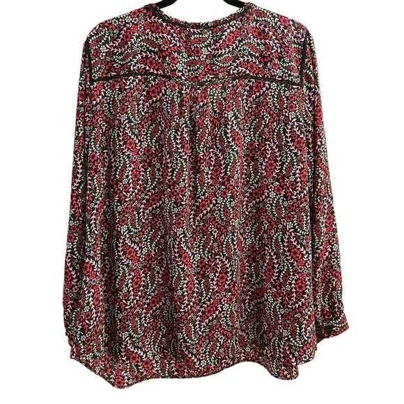 Talbot's Women's Red Pink Floral Blouse Size 2XP Petite Plus Size Long Sleeve - Picture 3 of 6